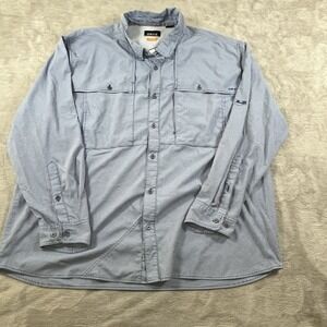 Orvis Shirt Men's XXL‎ Blue Check Seersucker Active Fit Fishing Roll Tab Sleeves